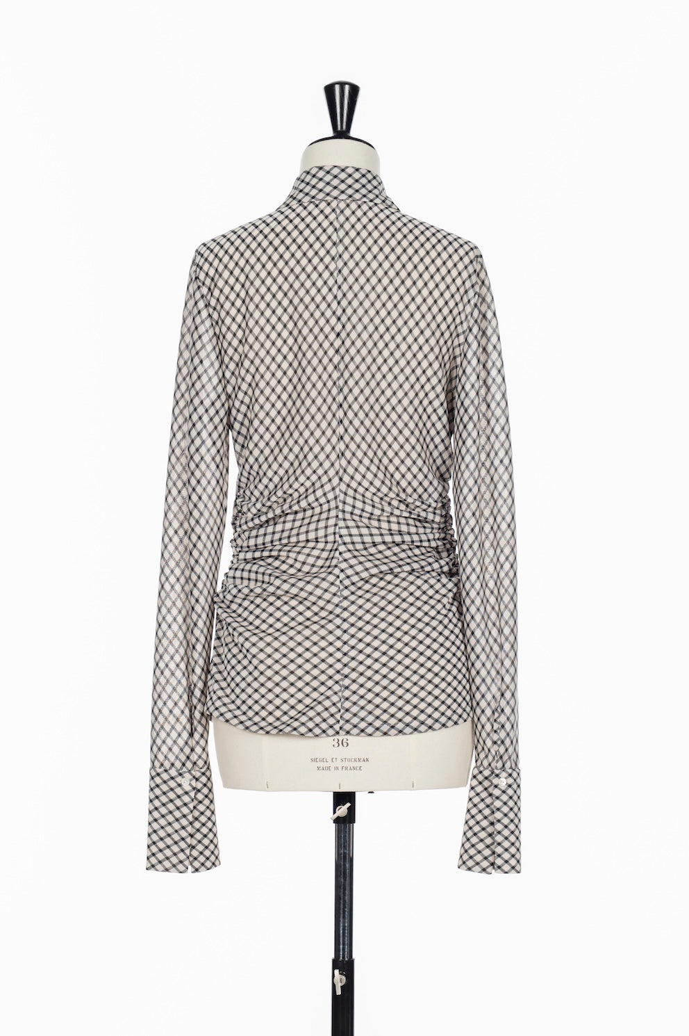 JERSEY CHECK WAIST GATHERED SHIRT - FETICO