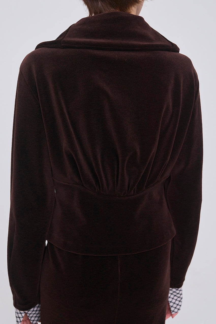 WOOL VELOUR WIDE COLLAR CARDIGAN - FETICO