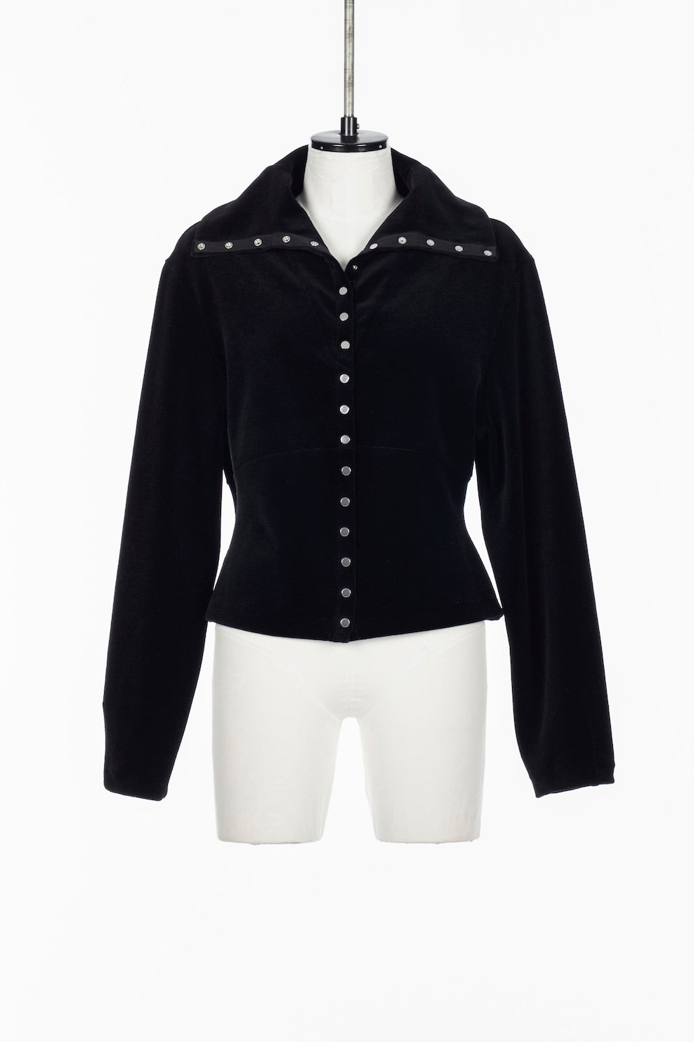 WOOL VELOUR WIDE COLLAR CARDIGAN - FETICO