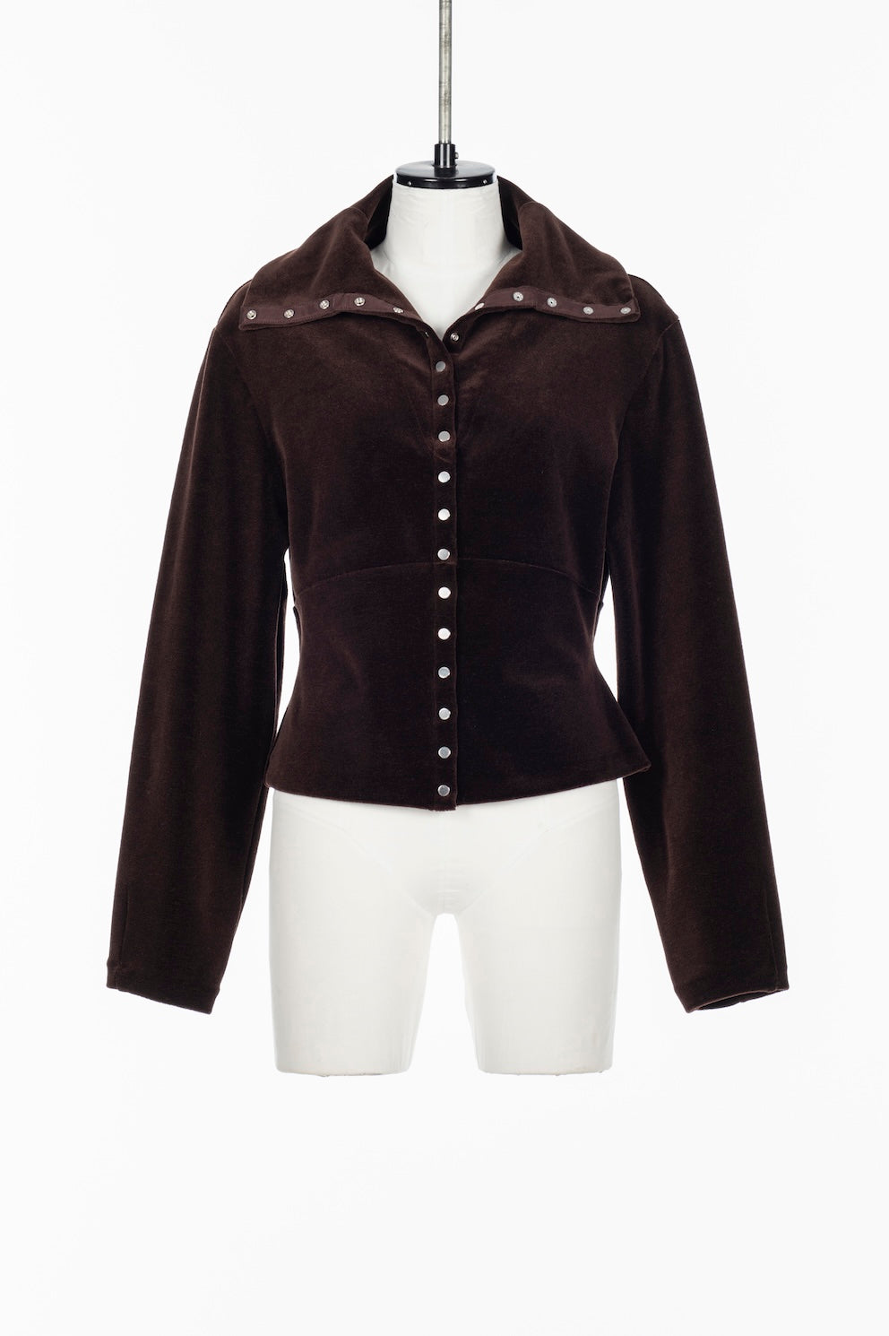 WOOL VELOUR WIDE COLLAR CARDIGAN - FETICO