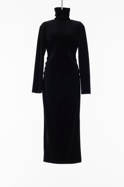 WOOL VELOUR DRAPED FIT DRESS - FETICO