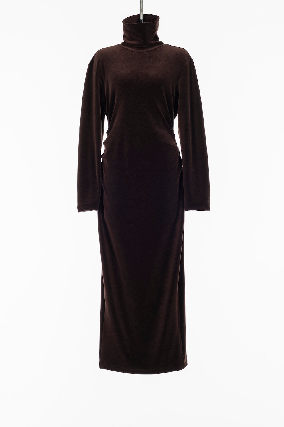 WOOL VELOUR DRAPED FIT DRESS - FETICO