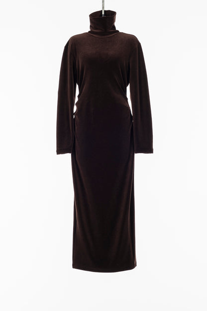 WOOL VELOUR DRAPED FIT DRESS - FETICO