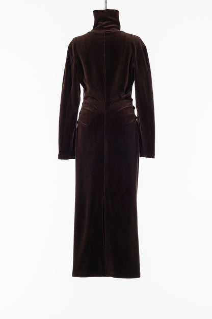 WOOL VELOUR DRAPED FIT DRESS - FETICO