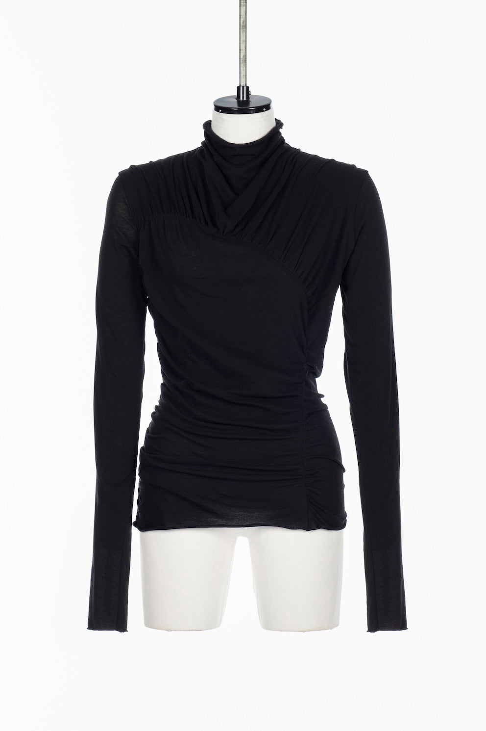 SHEER JERSEY ASYMMETRIC GATHERED TOP - FETICO