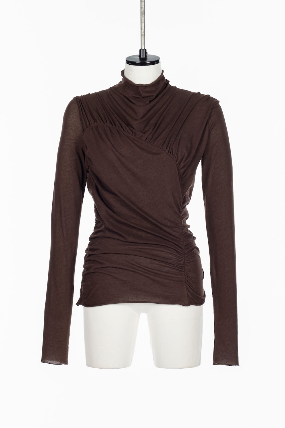 SHEER JERSEY ASYMMETRIC GATHERED TOP - FETICO
