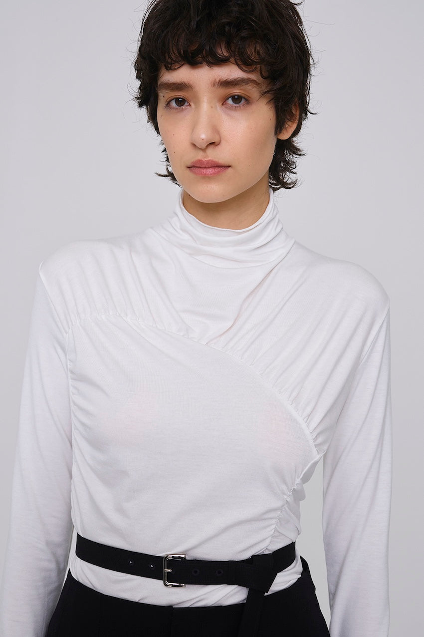 JERSEY ASYMMETRIC DRAPED TOP – FETICO Official Online Shop