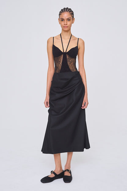 SHEER PANELED VELOUR BODYSUIT - FETICO