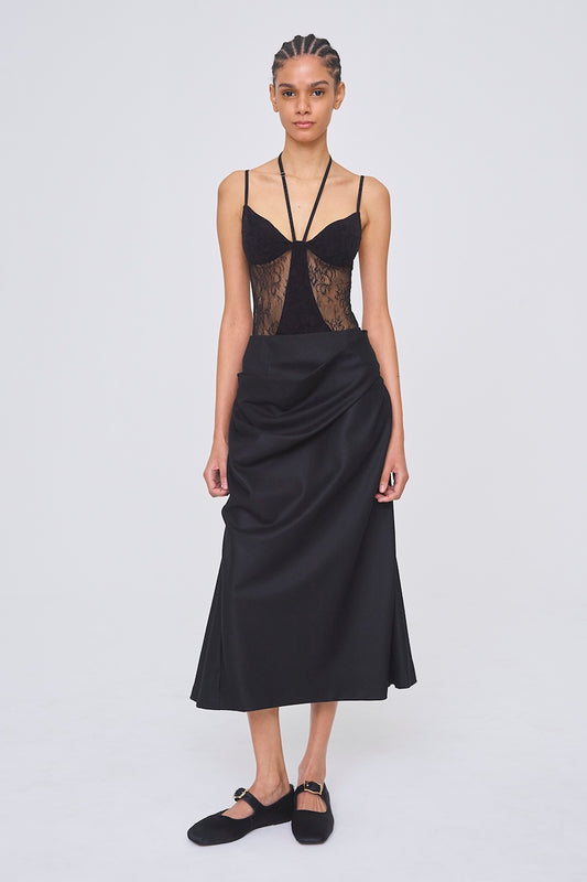 SHEER PANELED VELOUR BODYSUIT - FETICO