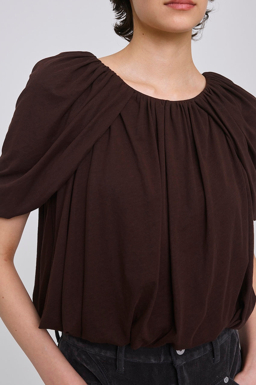 SHEER JERSEY DRAPED CAPE TOP - FETICO