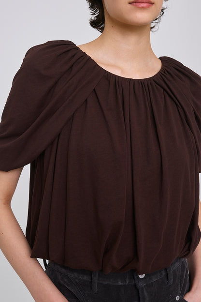 SHEER JERSEY DRAPED CAPE TOP - FETICO