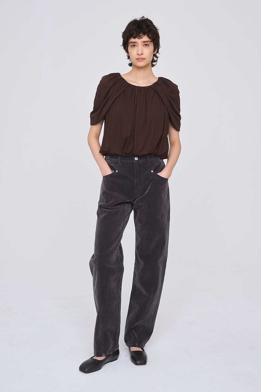 SHEER JERSEY DRAPED CAPE TOP - FETICO