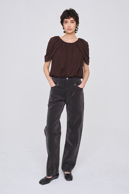SHEER JERSEY DRAPED CAPE TOP - FETICO