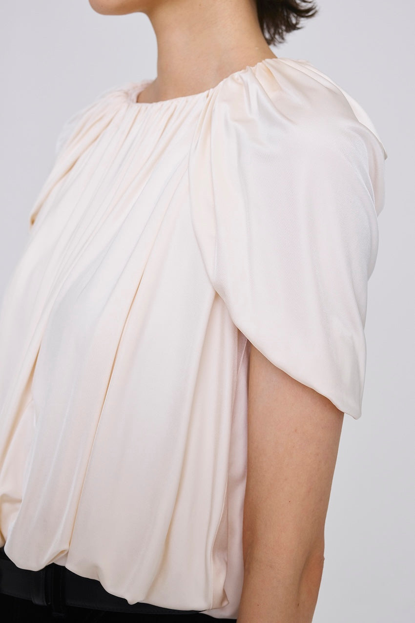 SATIN JERSEY DRAPED CAPE TOP - FETICO