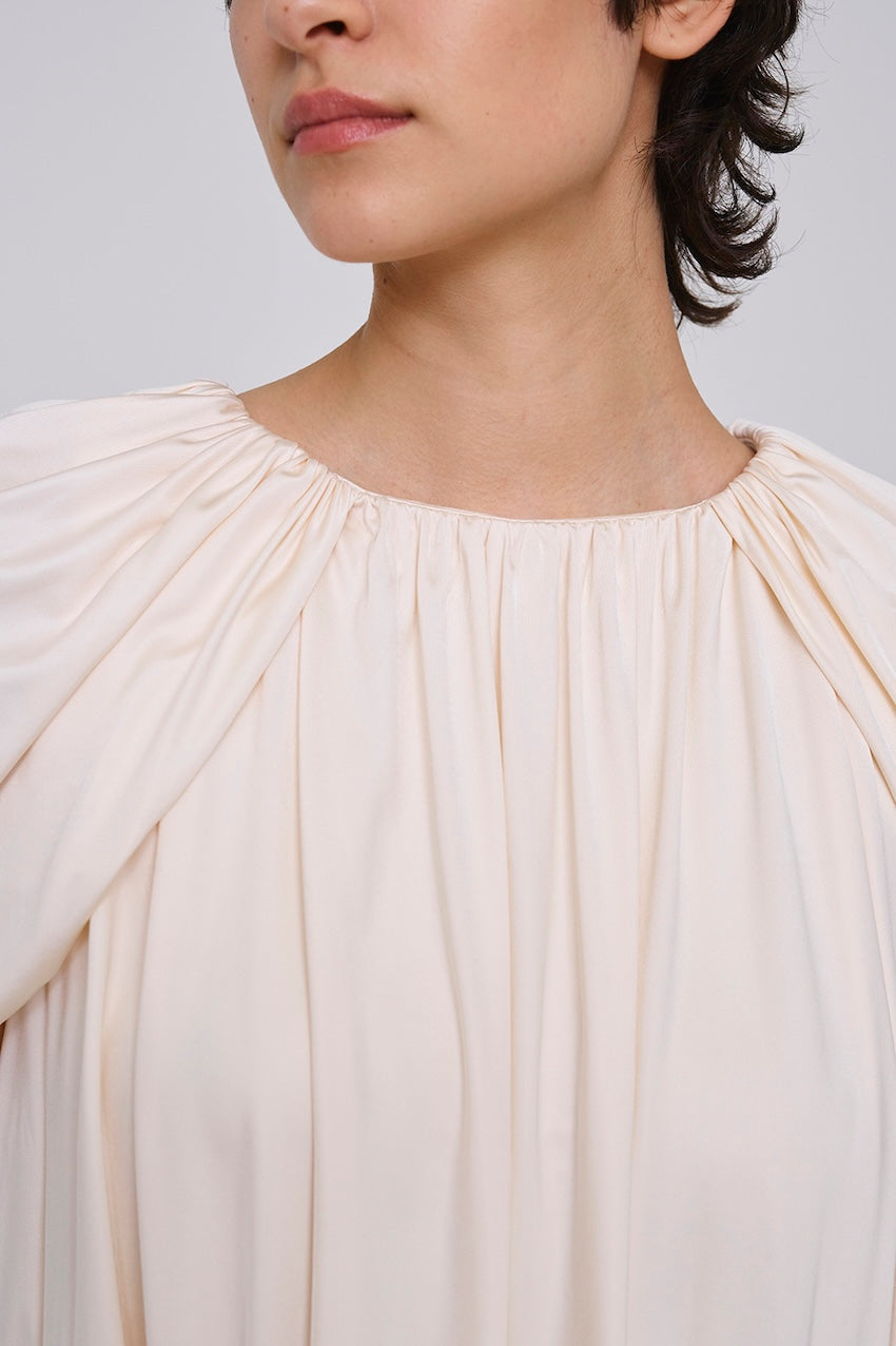 SATIN JERSEY DRAPED CAPE TOP - FETICO