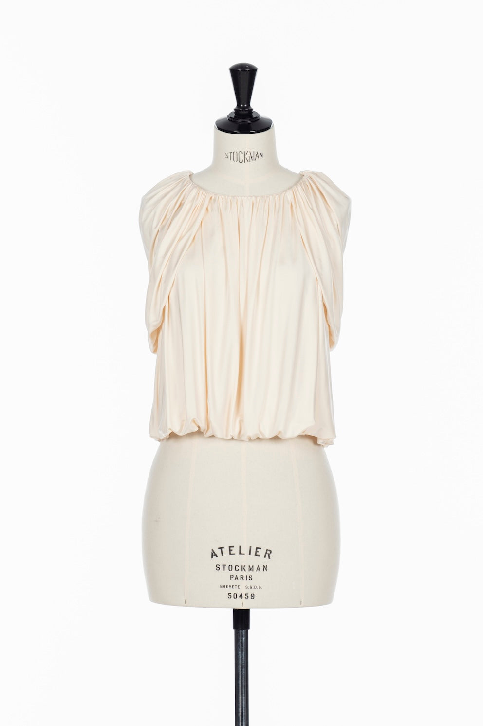 SATIN JERSEY DRAPED CAPE TOP - FETICO