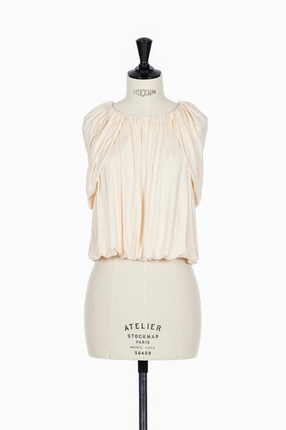 SATIN JERSEY DRAPED CAPE TOP - FETICO
