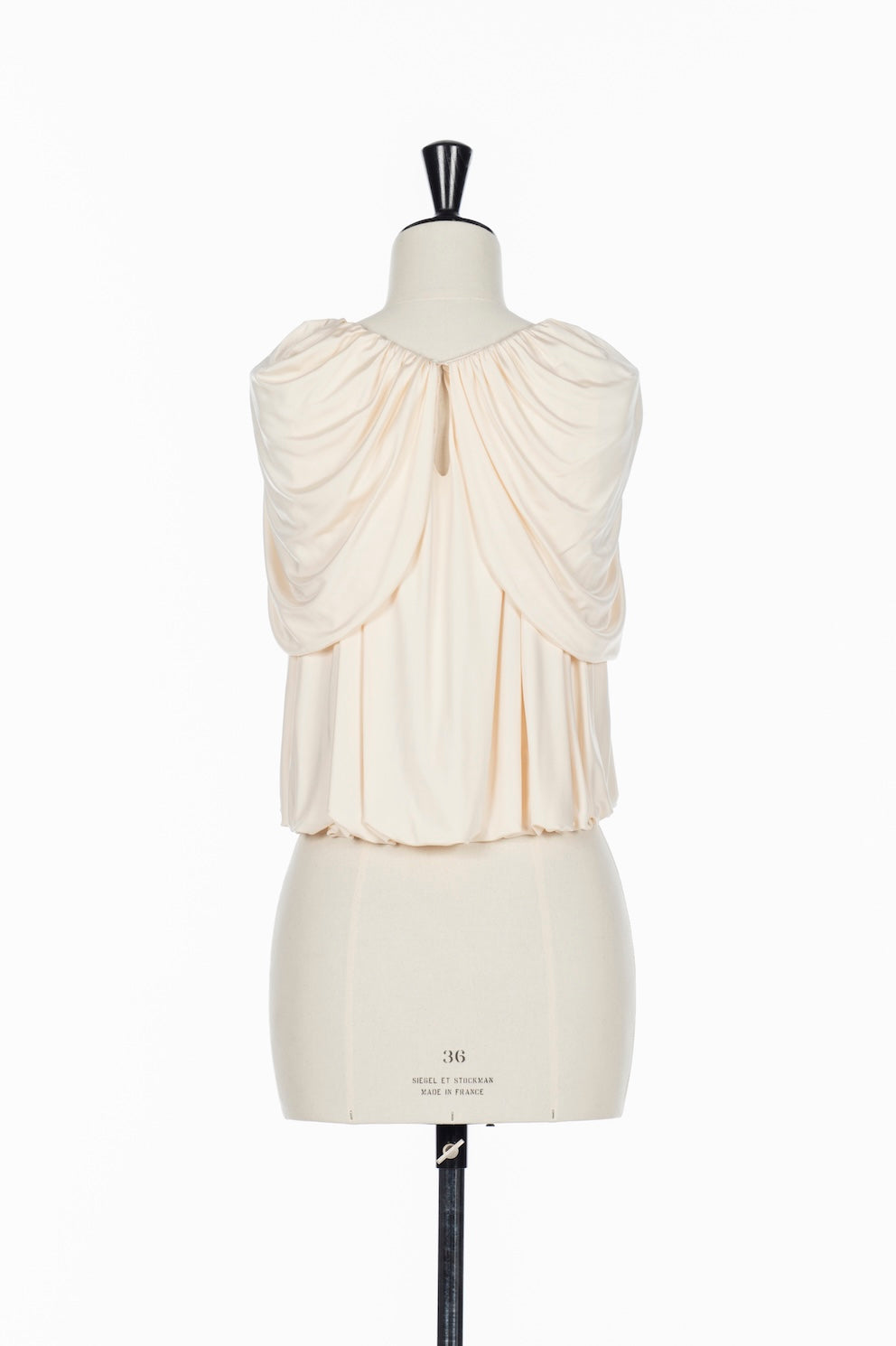 SATIN JERSEY DRAPED CAPE TOP - FETICO
