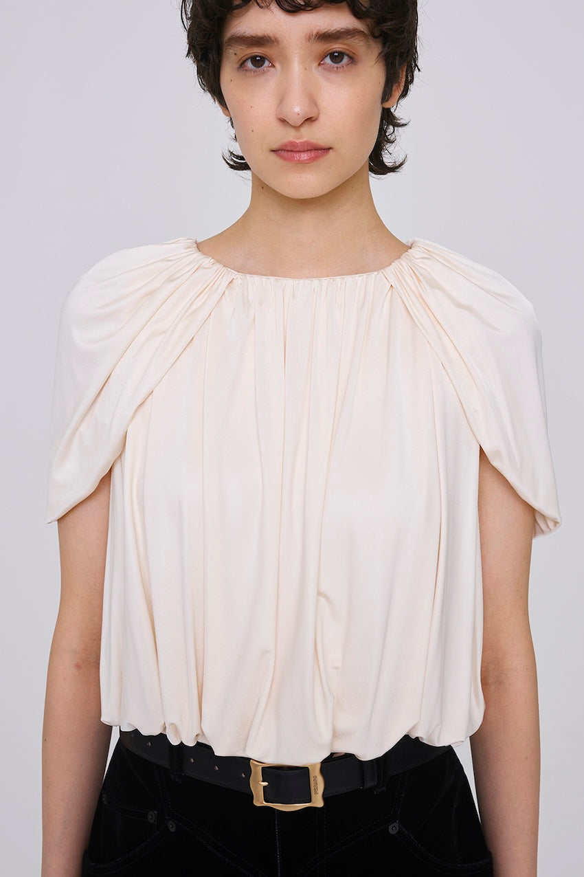 SATIN JERSEY DRAPED CAPE TOP – FETICO Official Online Shop