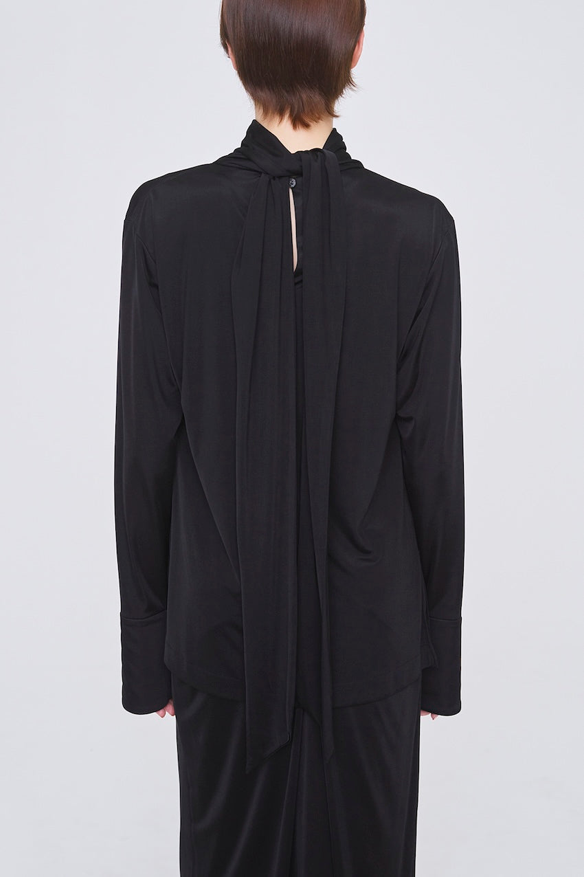 SATIN JERSEY TIE NECK BLOUSE - FETICO