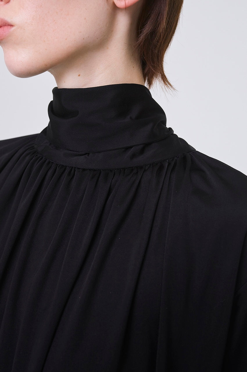 SATIN JERSEY TIE NECK BLOUSE - FETICO
