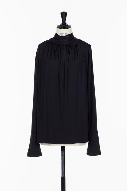 SATIN JERSEY TIE NECK BLOUSE - FETICO