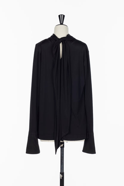 SATIN JERSEY TIE NECK BLOUSE - FETICO