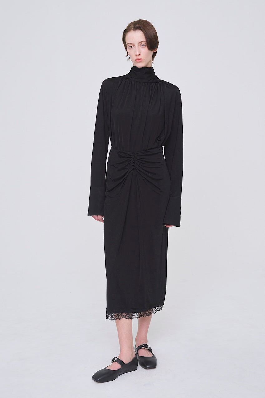 SATIN JERSEY TIE NECK BLOUSE - FETICO