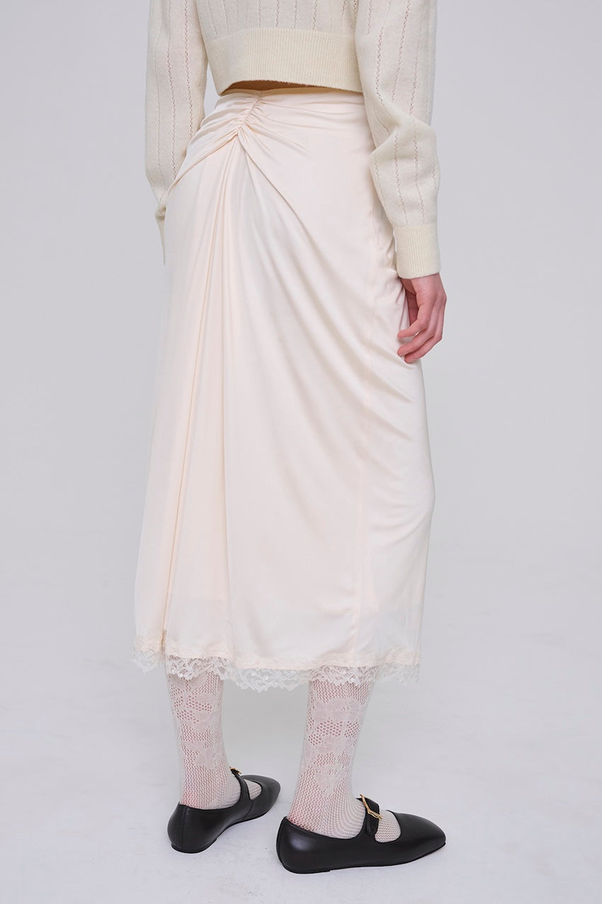 SATIN JERSEY DRAPED SKIRT - FETICO