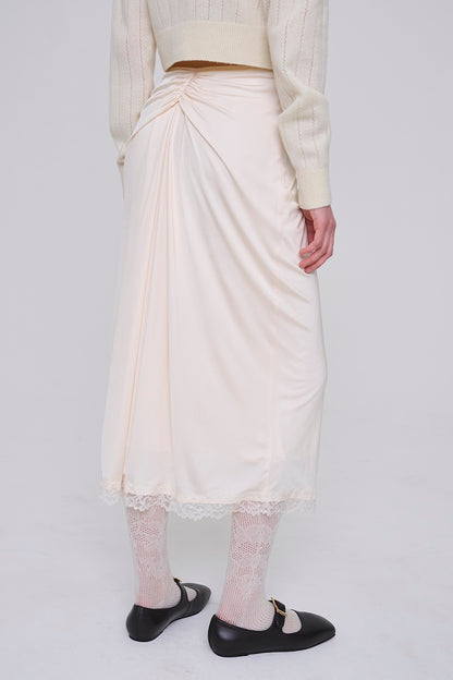 SATIN JERSEY DRAPED SKIRT - FETICO