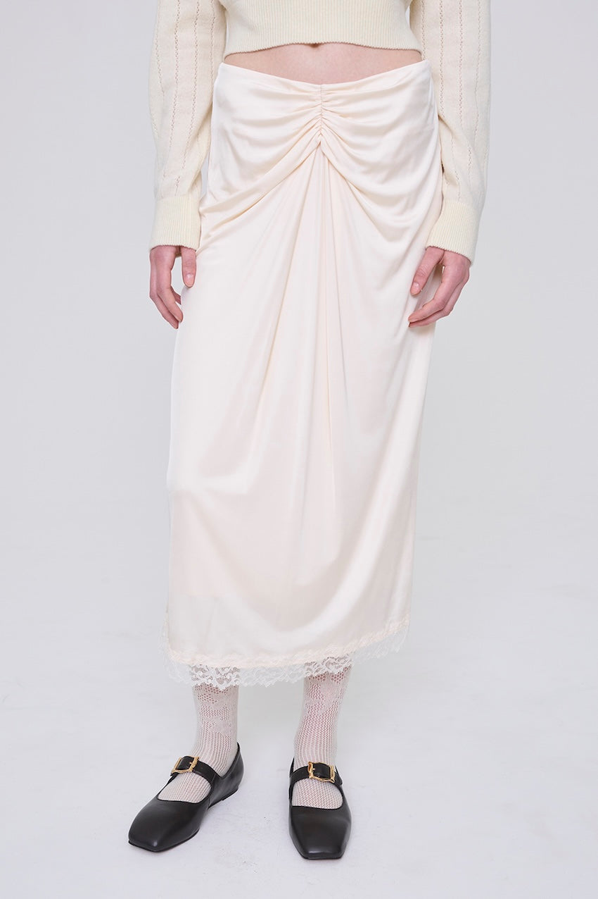 SATIN JERSEY DRAPED SKIRT - FETICO