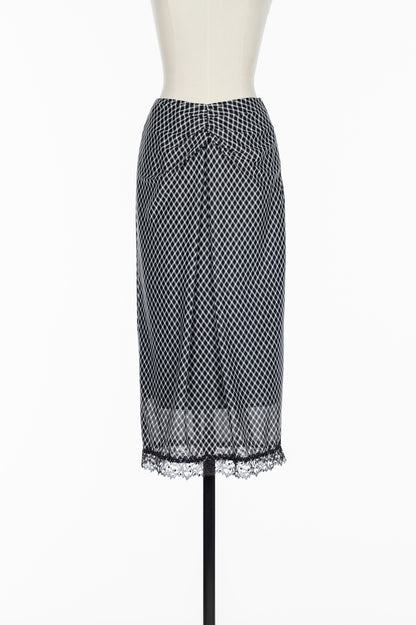 JERSEY CHECK DRAPED SKIRT - FETICO