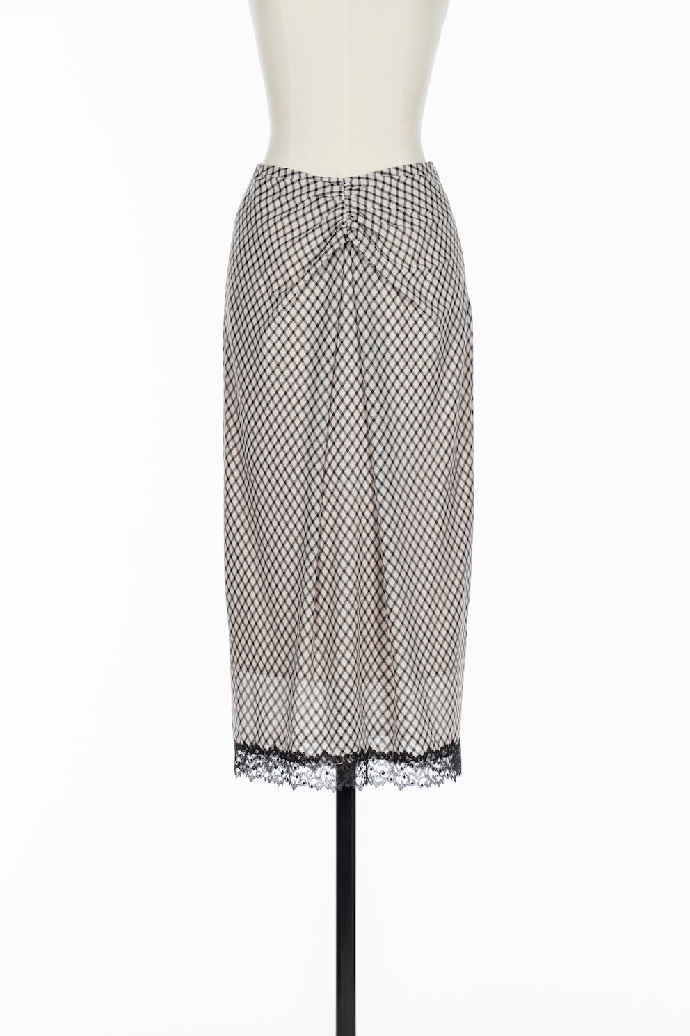 JERSEY CHECK DRAPED SKIRT - FETICO