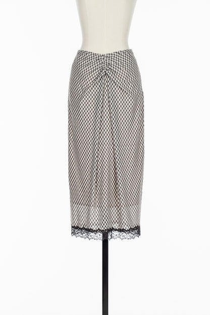 JERSEY CHECK DRAPED SKIRT - FETICO