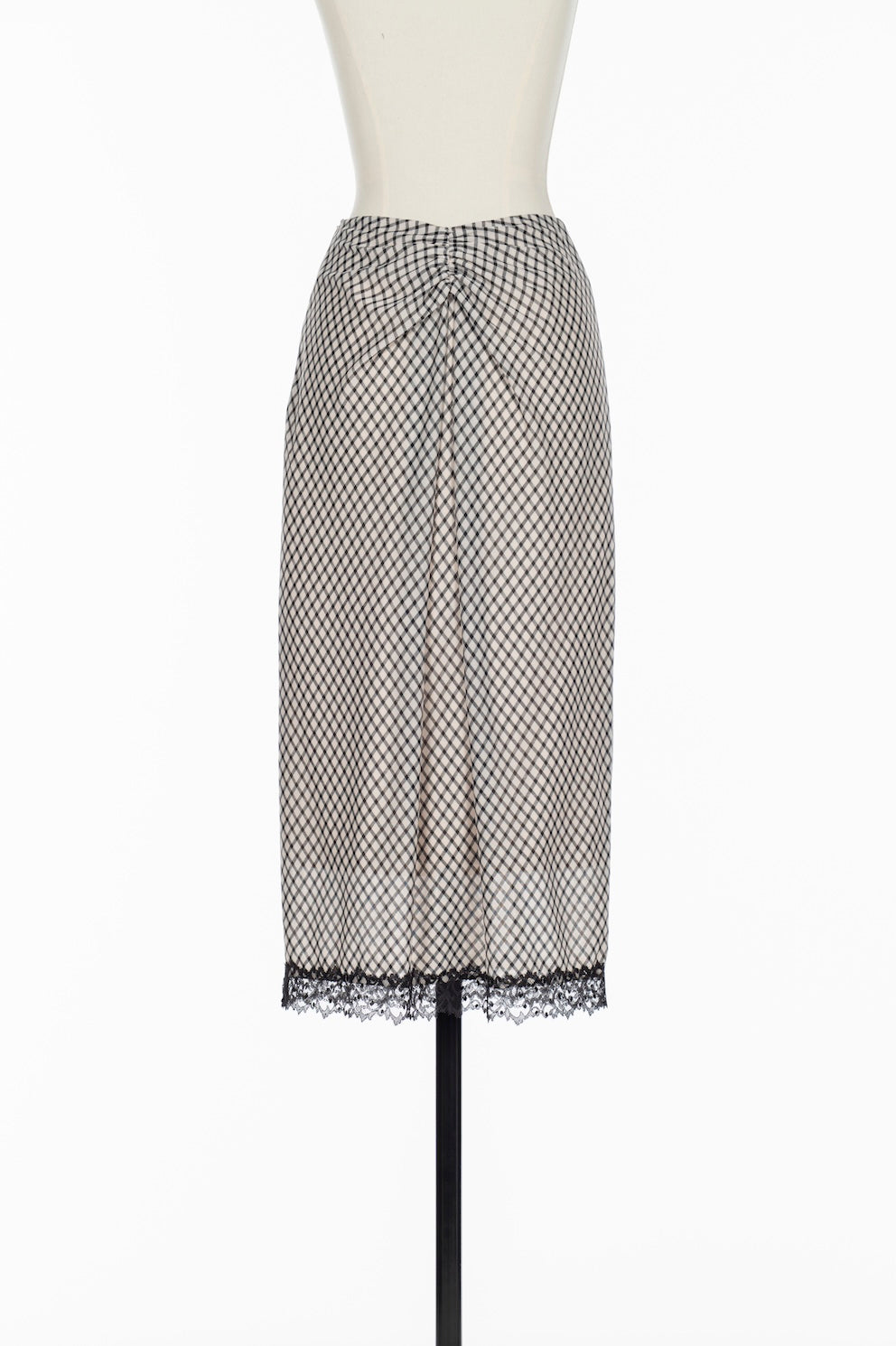 JERSEY CHECK DRAPED SKIRT - FETICO