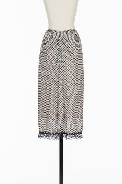 JERSEY CHECK DRAPED SKIRT - FETICO