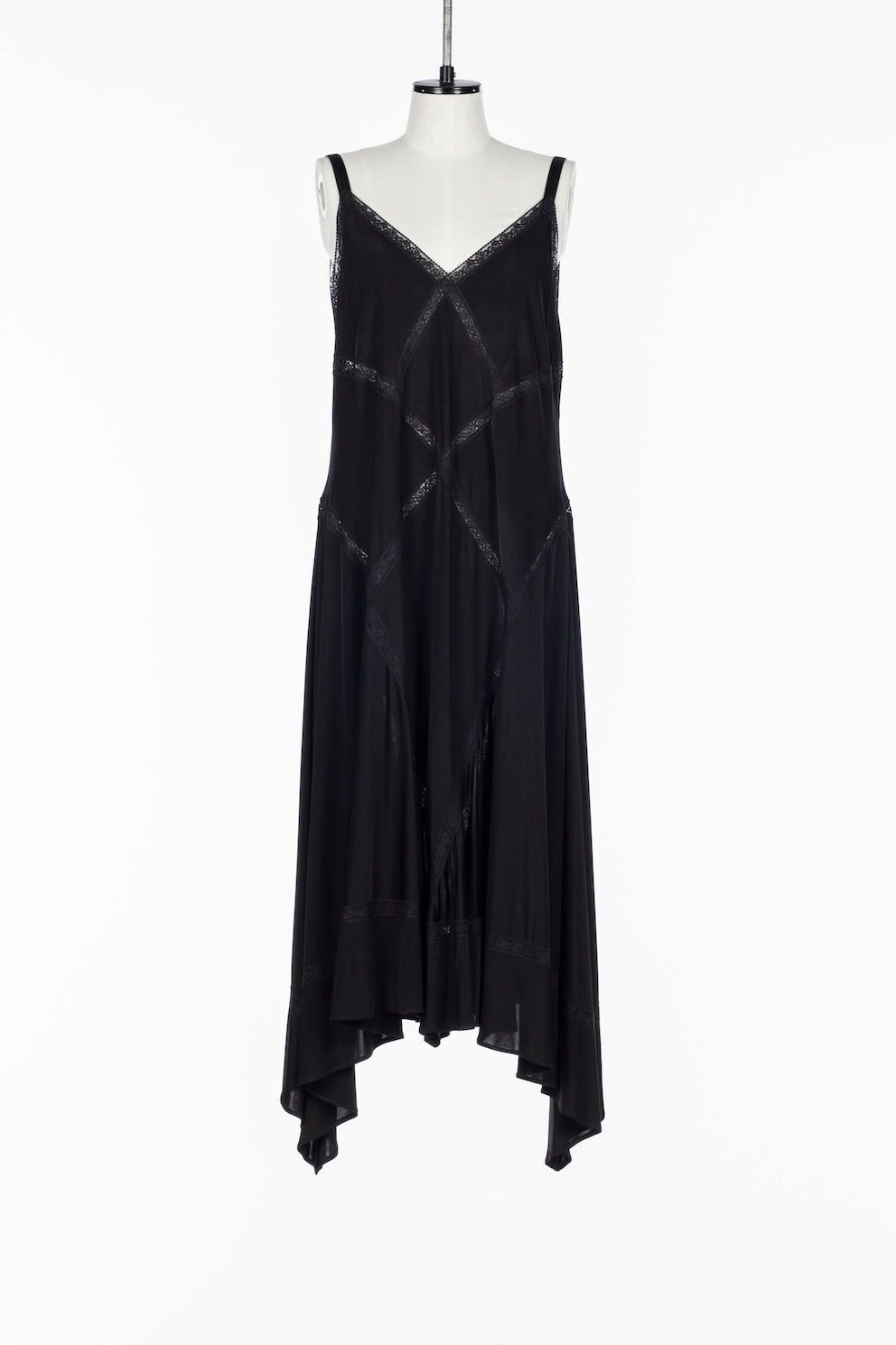 SATIN JERSEY LACE TRIM SLIP DRESS - FETICO