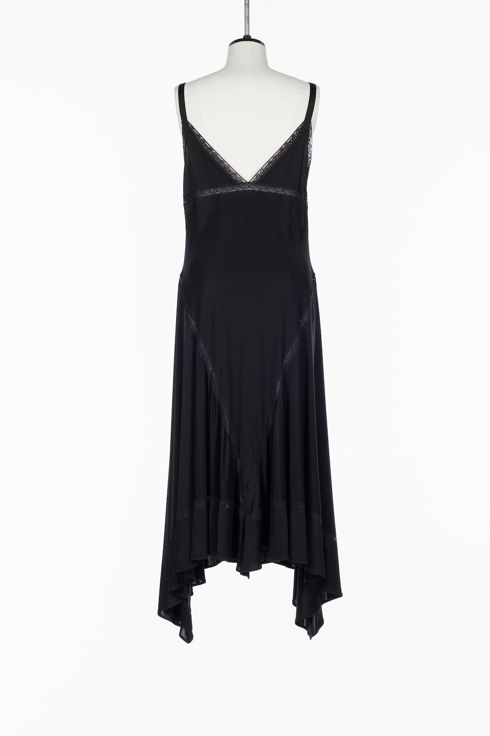 SATIN JERSEY LACE TRIM SLIP DRESS - FETICO
