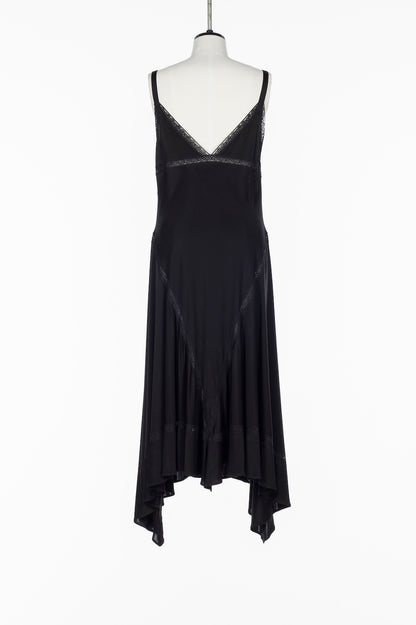 SATIN JERSEY LACE TRIM SLIP DRESS - FETICO