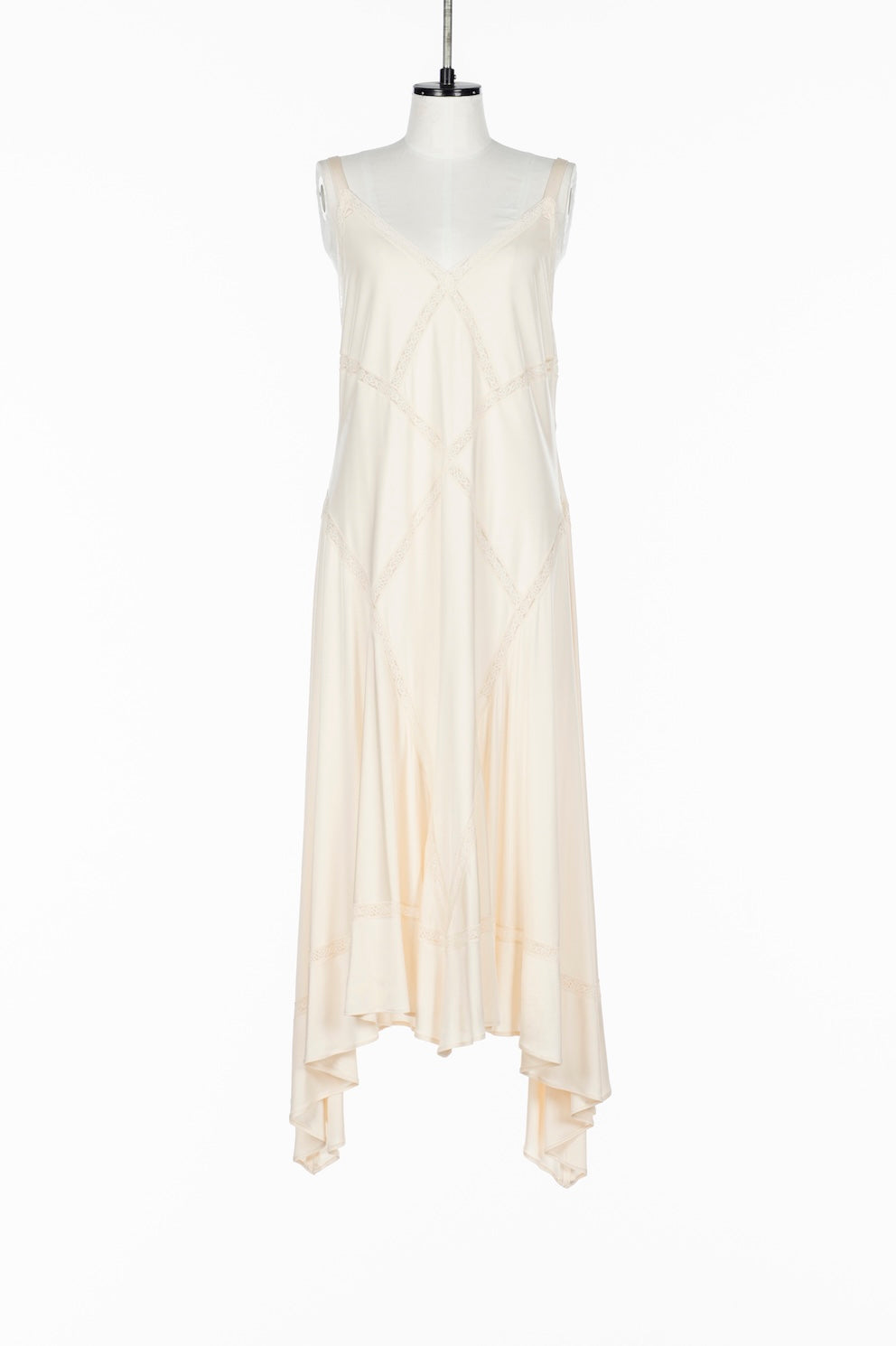 SATIN JERSEY LACE TRIM SLIP DRESS - FETICO