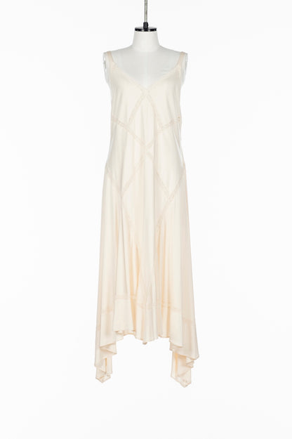 SATIN JERSEY LACE TRIM SLIP DRESS - FETICO