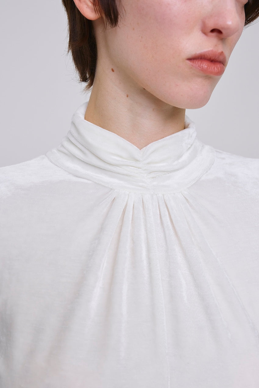 VELOUR DRAPED COLLAR BODYSUIT - FETICO