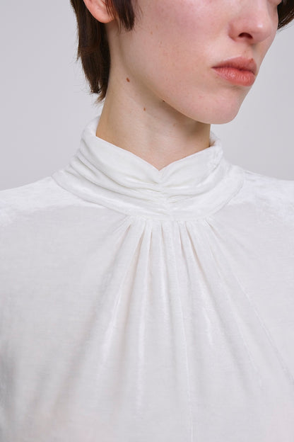 VELOUR DRAPED COLLAR BODYSUIT - FETICO