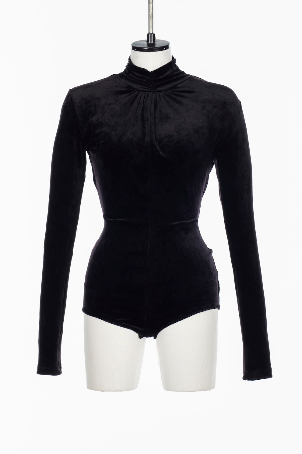 VELOUR DRAPED COLLAR BODYSUIT - FETICO
