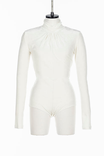 VELOUR DRAPED COLLAR BODYSUIT - FETICO