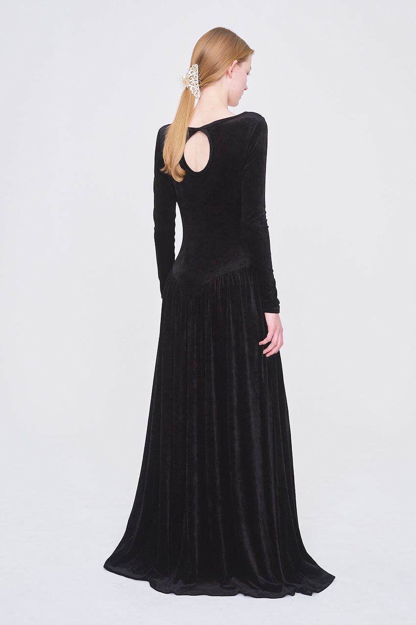 VELOUR SWEETHEART MAXI DRESS - FETICO