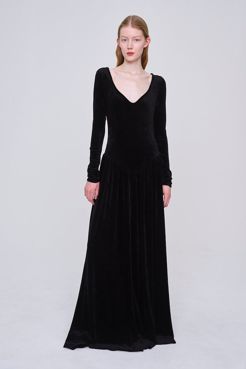 VELOUR SWEETHEART MAXI DRESS - FETICO