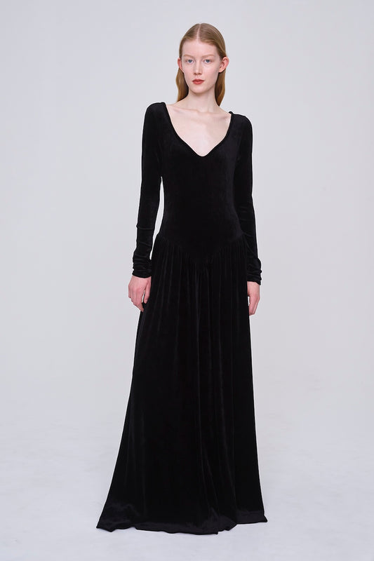 VELOUR SWEETHEART MAXI DRESS - FETICO