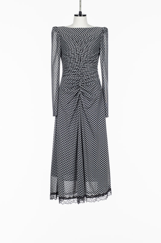 JERSEYCHECK GATHERED DRESS - FETICO