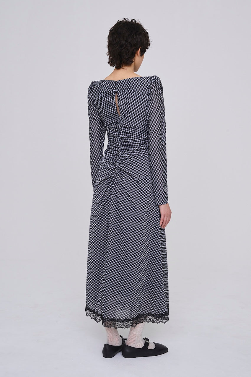 JERSEYCHECK GATHERED DRESS - FETICO